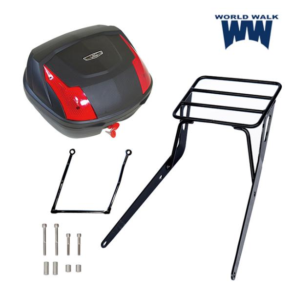 WW製/ワールドウォーク ホンダGB350S用キャリア+30Lボックス+バッグサポート1本セット wca-58-hwb30-wca11b-1