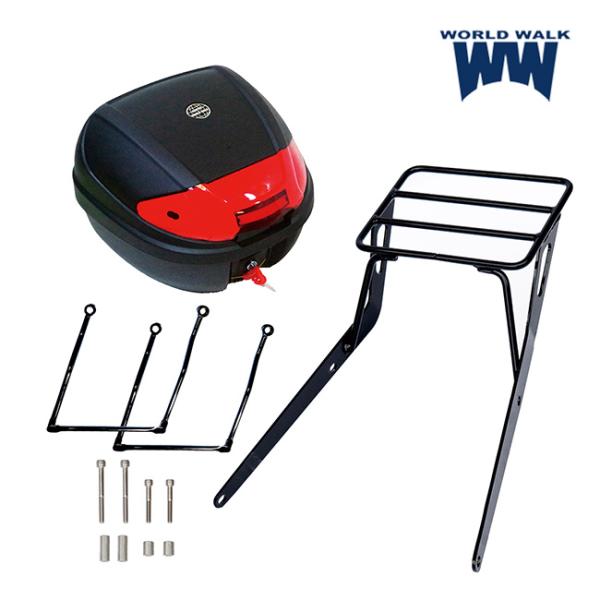 WW製/ワールドウォーク ホンダGB350S用キャリア+48Lボックス+バッグサポート2本セット wca-58-hwb48-wca11b-2