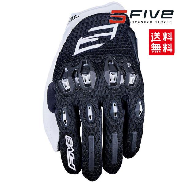 FIVE/5 STUNT EVO 2 AIRFLOW BLACK WHITE サイズM 黒白 プロテクター エアメッシュ ストレッチ バイク グローブ 手袋 春 夏 秋 スマホタッチ タッチスクリーン 10,175円