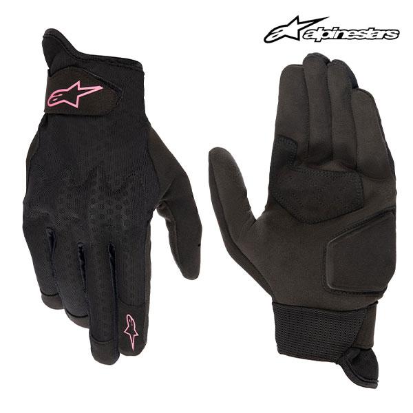 alpinestars/アルパインスターズ 3599723 STATED AIR WOMEN'S GLOVE 1439 BLACK YELLOW PINK スマホタッチ 合皮 街乗り 夏 サマー グローブ バイク 手袋