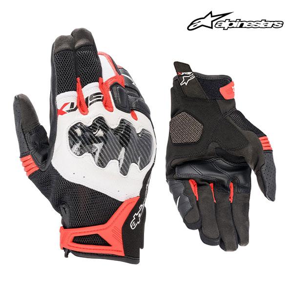 納期未定 alpinestars/アルパインスターズ 1694970305 SMX-R GLOVE ASIA 2XL 1304 BLACK WHITE BRIGHT RED フルカーボン調 プロテクター スマホタッチ対応