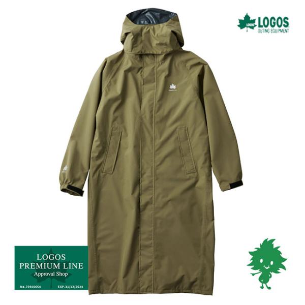 12月上旬入荷 LOGOS/ロゴス 35102384 LIPNER サイクルレインコート オリーブ Sサイズ 自転車専用 ヘルメット対応 フード リュック 撥水 ポケット