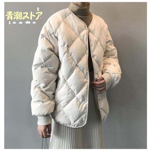 ノーカラーキルティングジャケット 中綿 コート ジャケット レディース アウター 羽織り 上着 長袖 キルティングジャケット ノーカラー オーバーサイ_13