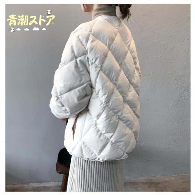 ノーカラーキルティングジャケット 中綿 コート ジャケット レディース アウター 羽織り 上着 長袖 キルティングジャケット ノーカラー オーバーサイ_14