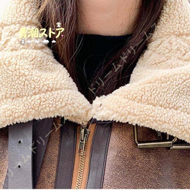 ムートンコート ムートンジャケット レディース ショートコート 体型カバー フェイクムートン 秋冬 冬 ショート丈 暖かい 防寒 厚手 ゆったり アウター 通勤_14