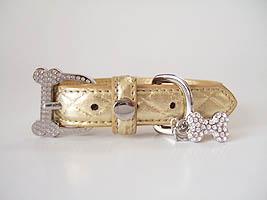 CHROMEBONES クロムボーン 首輪 【CBミニキルト８８５０-２】 ゴールド