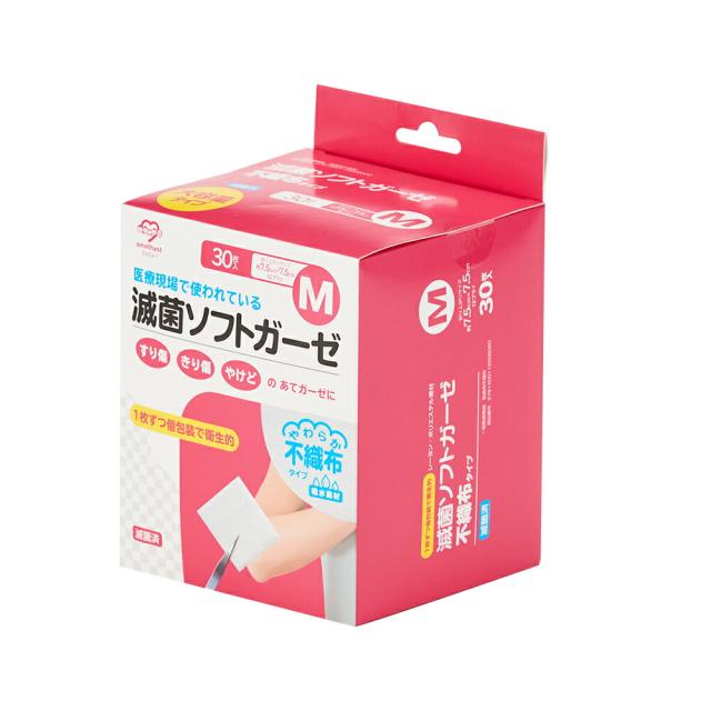 アメジスト 滅菌ソフトガーゼ不織布タイプM 30枚入 5個セット ｜ ガーゼ 医療用 滅菌ガーゼ 不織布ガーゼ 個包装 すり傷 きり傷 やけど 火傷 カテーテル 気管切開用 折りあがりサイズ7.5 × 7.5cm 12プライ 大衛 まとめ買い 大容量 16138X5