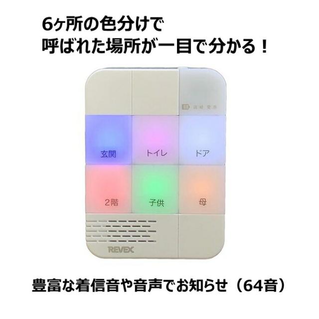 【GWポイント2倍！5/6 23:59まで！】【呼び出しチャイム】おうちでコール２ ワイヤレス防雨型 押しボタン6ヶ所呼出しチャイムセット 送信機２台＋受信機１台 XP1710B-25 電池別売り （リーベックス）_2