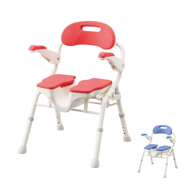 安寿 折りたたみシャワーベンチHPフィット 小さい 介護用 お風呂椅子 シャワーチェア バスチェア 肘掛け付き U字型座面 転倒防止 ソフトパッド 抗菌 コンパクト 自立収納 高齢者 入浴介助 在宅介護 施設 福祉 介護用品 アロン化成