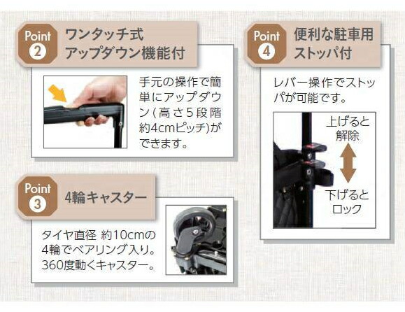 【ポイント5倍！5/13 09:59まで！】横押しカート メロディスムーズ 大容量 12Lバッグ 島製作所 保冷バッグ仕様 軽量 ストッパー付 四輪フリーキャスター ベアリングタイヤ コンパクト収納 ブラック ブラウン ローズ おしゃれ 手押し車 散歩 買い物 通院 病院 旅行 プレゼン_7