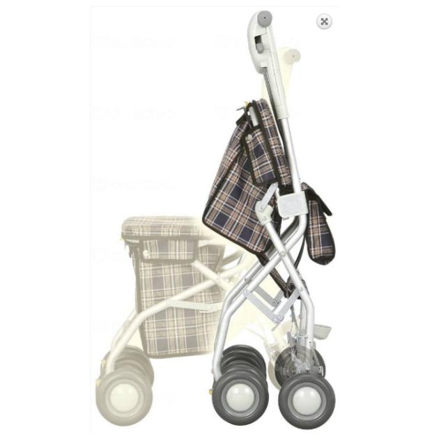 【全品ポイント5倍！6/12 9:59まで！】シルバーカー サンフィールショッピング 大容量8L＋1Lバッグ アロン化成 ブルー レッド チェック柄 座れる 座面付き コンパクト 折りたたみ 手元ブレーキ 駐車ストッパー 手押し車 おしゃれ 散歩 買い物 旅行 プレゼント 父の日 敬老の_2