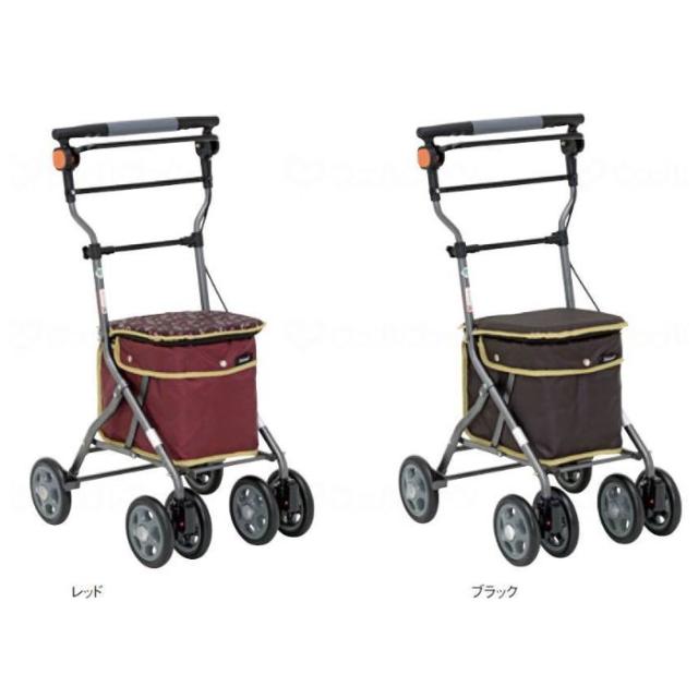 【全品ポイント5倍！6/12 9:59まで！】シルバーカー ドレース 幸和製作所 ボックスタイプ コンパクト 大容量 16Lバッグ付 軽量 座れる 座面付き ワンタッチ駐車ブレーキ 握りやすいハンドル 手押し車 折りたたみ式 ブラック レッド おしゃれ 散歩 買い物 通院 病院 旅行 プ