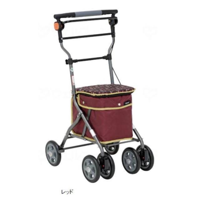 【全品ポイント5倍！6/12 9:59まで！】シルバーカー ドレース 幸和製作所 ボックスタイプ コンパクト 大容量 16Lバッグ付 軽量 座れる 座面付き ワンタッチ駐車ブレーキ 握りやすいハンドル 手押し車 折りたたみ式 ブラック レッド おしゃれ 散歩 買い物 通院 病院 旅行 プ_3