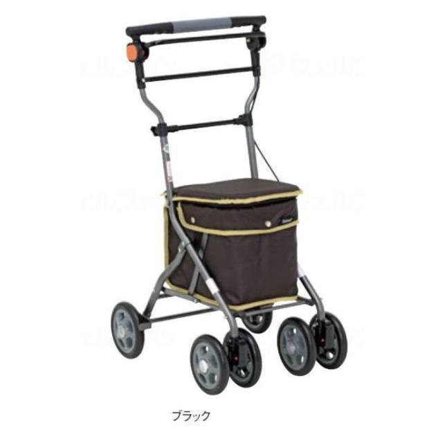 【全品ポイント5倍！6/12 9:59まで！】シルバーカー ドレース 幸和製作所 ボックスタイプ コンパクト 大容量 16Lバッグ付 軽量 座れる 座面付き ワンタッチ駐車ブレーキ 握りやすいハンドル 手押し車 折りたたみ式 ブラック レッド おしゃれ 散歩 買い物 通院 病院 旅行 プ_4