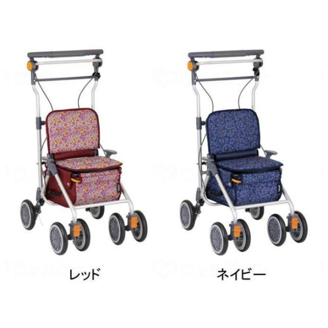 シルバーカー カゴノアM 幸和製作所 女性向け 大容量 バッグ11L ネイビー レッド おしゃれ 座れる 座面付き カゴのせ機能 自動組立ロック 手押し車 杖立て付 折りたたみ式 散歩 買い物 通院 病院 旅行 プレゼント 母の日 敬老の日 メーカー直送