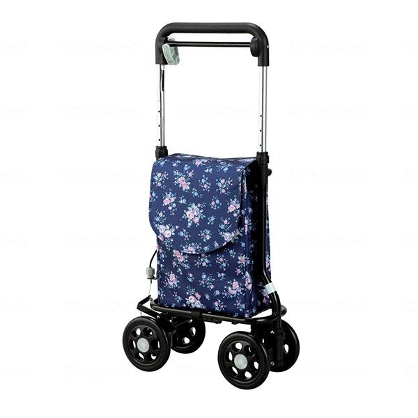 【GWポイント2倍！5/6 23:59まで！】シルバーカー どこでもキャリー RS-300 横押し 右手専用 大容量 マキテック 迷彩 花柄 軽量 大径車輪 買物袋付き 小物収納付 駐車ブレーキ 10kg積載 おしゃれカート 歩行補助 転倒予防 歩行安定 手押し車 買い物 散歩 通院 病院 旅行 プ_4