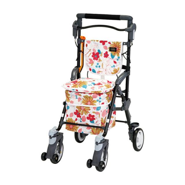 【ポイント5倍！5/13 09:59まで！】シルバーカー スルーンボックスSP CB-15 10L ブラック 花柄 コンパクト 軽量 大容量 段差スルー機能 座れる クッション座面 小物入れ付 杖ホルダー付 歩行補助 転倒予防 歩行安定 歩きやすい 疲れにくい 手押し車 散歩 買い物 通院 旅行_2