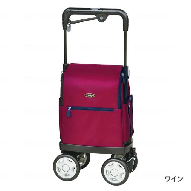 【全品ポイント5倍！6/12 9:59まで！】横押しカート ウォーキングキャリーiカート ラブ2 須恵廣工業 大容量 15Lバッグ シルバーカー 右手用 左手用 軽量 手元ブレーキ付 4輪フリーキャスター 広口バッグ ブラック ワイン おしゃれ 散歩 買い物 旅行 プレゼント 父の日 敬老_1