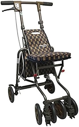 【ポイント5倍！5/13 09:59まで！】シルバーカー サニーウォーカーAW-3 島製作所 軽量 コンパクト 折りたたみ自立式 座れる 座面付き 2WAYブレーキ 前輪キャスター 3段階高さ調節 傘受け付 バッグ付 ブラウン おしゃれ 手押し車 買い物 散歩 通院 病院 旅行 プレゼント 母の_1