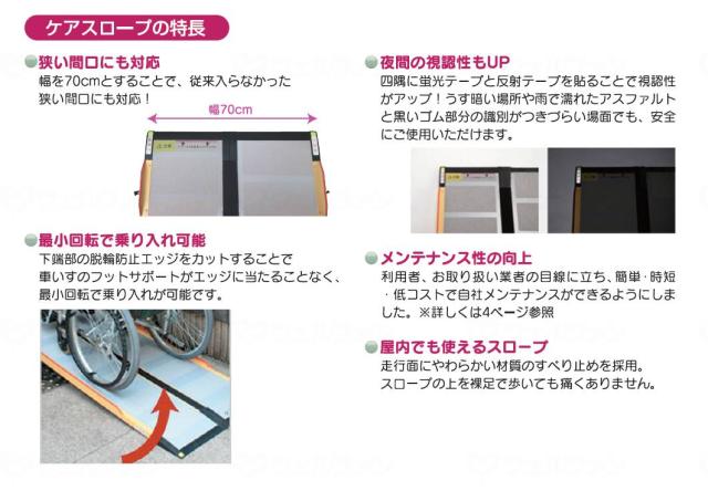 可搬型スロープ ケアスロープ 1.2m CS-120 幅70cm 狭い間口対応 