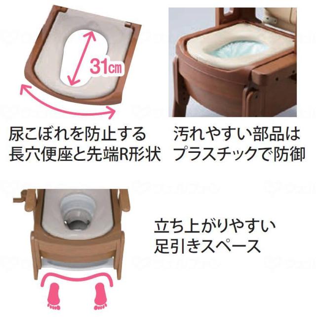 【全品ポイント5倍！6/12 9:59まで！】家具調トイレ セレクトR 自動ラップ ノーマル  暖房便座 (暖房便座 天然木 ) ポータブルトイレ 介護用品 アロン化成 安寿 在宅介護 施設 福祉_5