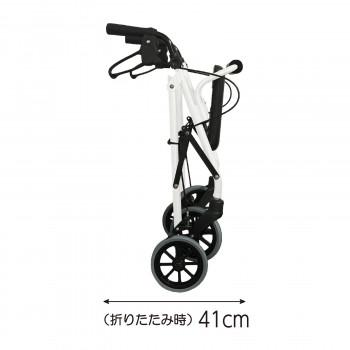 【全品ポイント5倍！6/12 9:59まで！】歩行車 ハッピーミニトール パールホワイト シルバーカー 軽量 コンパクト 座れる 座面付き 大型車輪 かご積載5kg アルミフレーム 折りたたみ 手押し車 散歩 買い物 通院 旅行 お出かけ プレゼント 父の日 敬老の日_1