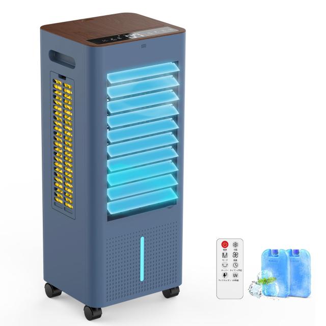 冷風機 冷風扇【3方向で吸水し冷感UP】強力冷風 スポットクーラー 冷房 冷風扇風機 8L大容量 3つモード 3段階風量切替 9種類の風感 上部給水 上下左右首振り 24H切/入タイマー 水不足提示 氷入れ リモコン遠隔操作 キャスター搭載 移動便利 熱中症対策 60w省エネ 置き型クーラ