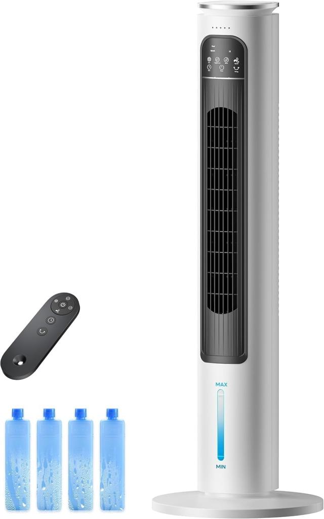 【工事不要?パワフル送風】冷風機 強力 VOLTAGA クーラー並みに涼しい 省エネ 加湿器 高さ114cm 4L着脱式水タンク 3段階風量 120°首振り LEDタッチパネル/リモコン5m遠隔操作 15Hタイマー 冷風扇風機 静音 スリムタワーファン 猛暑対策 オフィス 家庭用 ポータブルクーラー 8,029円