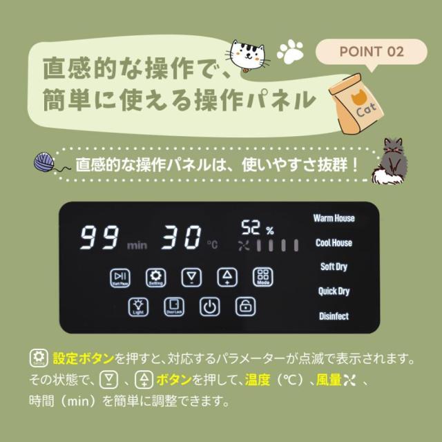 ペットドライヤー ペットドライルーム 大容量50L 猫 犬 ペットハウス ドライヤー ボックス ハウス ドライルーム 猫 犬 ペット 12.5kgまで対応_12