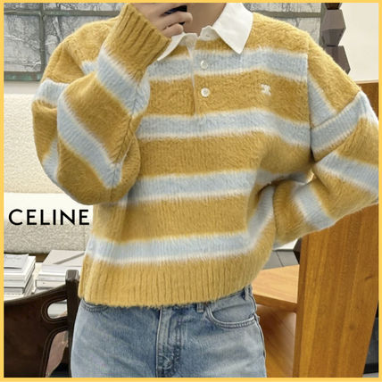 CELINE《ポロセーター》ブラッシュド ストライプ コットン