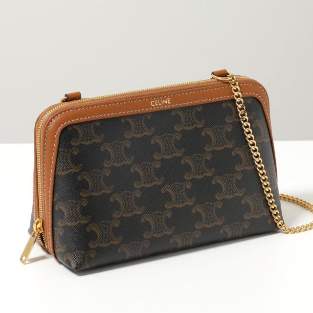 CELINE セリーヌ ショルダーバッグ TRIOMPHE トリオンフ レディース チェーン クラッチ ポーチバッグ ポシェット 鞄 Tan