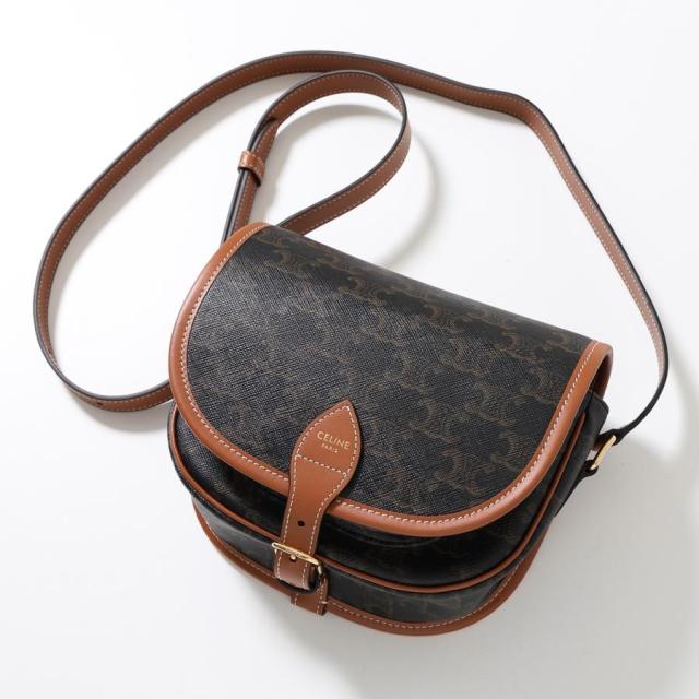 CELINE セリーヌ ショルダーバッグ Medium Folco ミディアム フォルコ レディース トリオンフキャンバス クロスボディ ロゴ 鞄 Tan