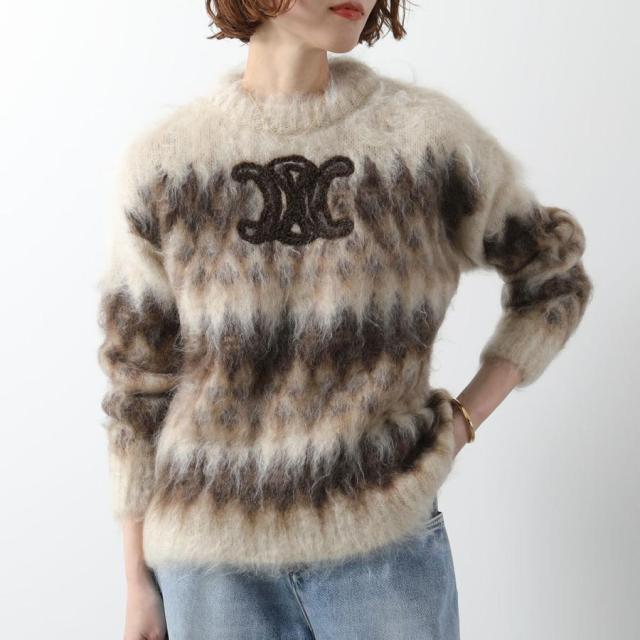 CELINE セリーヌ セーター  レディース ニット 長袖 クルーネック トリオンフ カシミヤ モヘヤ フェアアイル ブラウン他