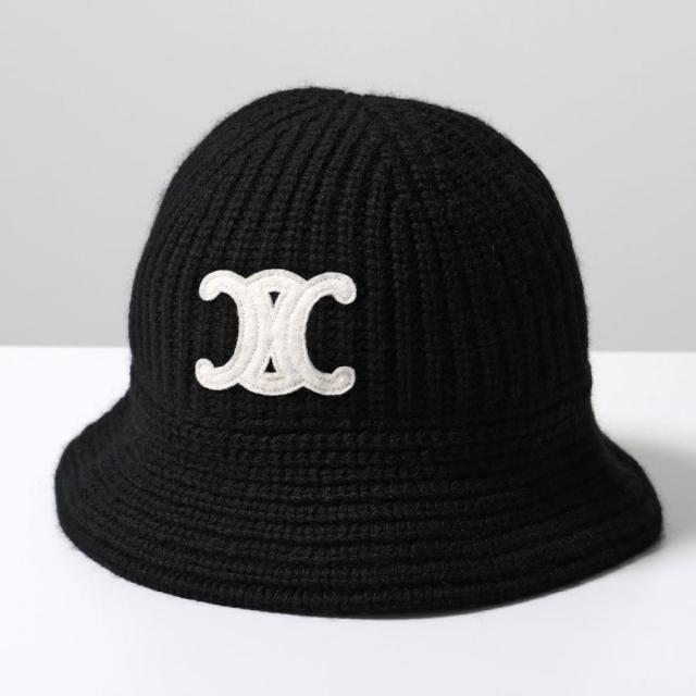 CELINE セリーヌ バケットハット レディース トリオンフ クロシェ カシミヤ 帽子 ブラック