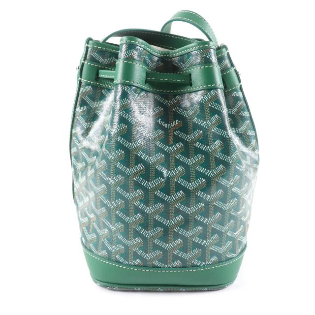 GOYARD ゴヤール プティフロ バケットバッグ ゴヤールディンキャンバス レザー 巾着 2WAY ショルダーバッグ グリーン フランス製 レディース