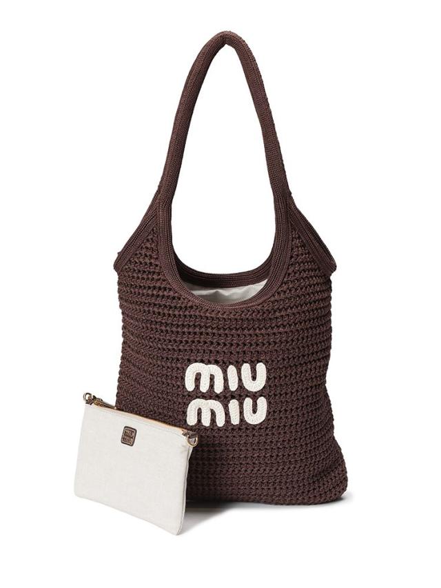 MIU MIU (ミュウミュウ) アイビー ラフィアエフェクトウーブン トートバッグ