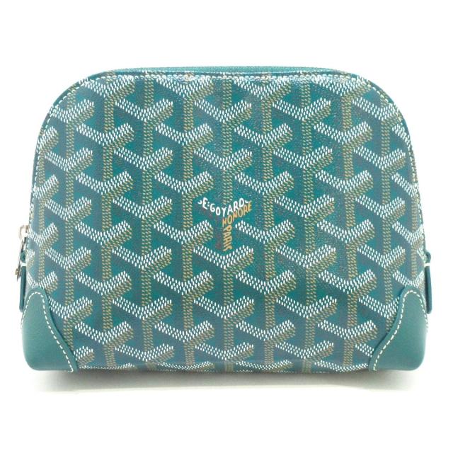 GOYARD(ゴヤール) ポーチ美品 ヴァンドーム コスメティックポーチ  グリーン レザー