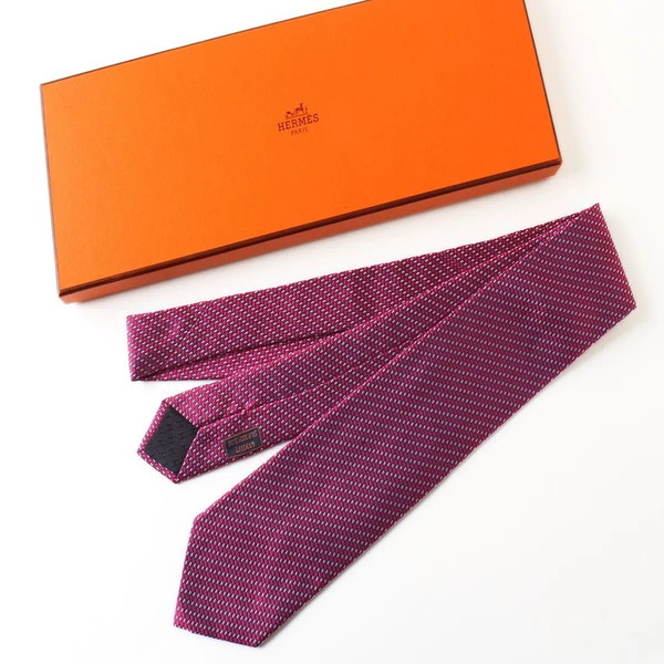 【未使用】HERMES エルメス 総柄 ネクタイ フランス製 シルク100% パープル系 箱付き 659113T スーツ メンズ