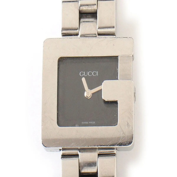 【中古】GUCCI グッチ Gモチーフ 腕時計 3600L 稼働品 シルバー ブラック文字盤 クオーツ ステンレス SWISS MADE