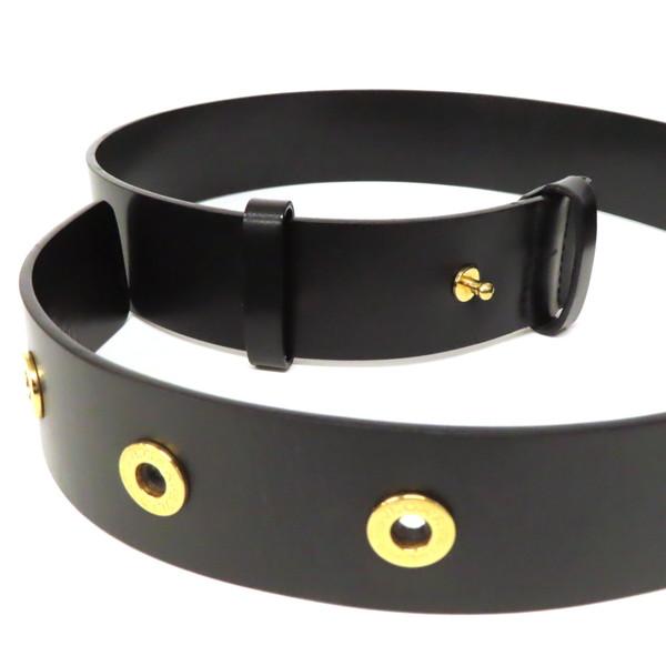 【美品】 BVLGARI ブルガリ LOETEI ベルト レザー ブルガリ・ブルガリ ロゴリング 黒 ブラック イタリア製 レディース_3