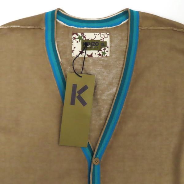 【未使用】KENZO HOMME ケンゾー オム カーディガン 長袖 Vネック コットンニット 缶バッジ付き sizeXL カーキ メンズ オールドケンゾー ヴィンテージ_6