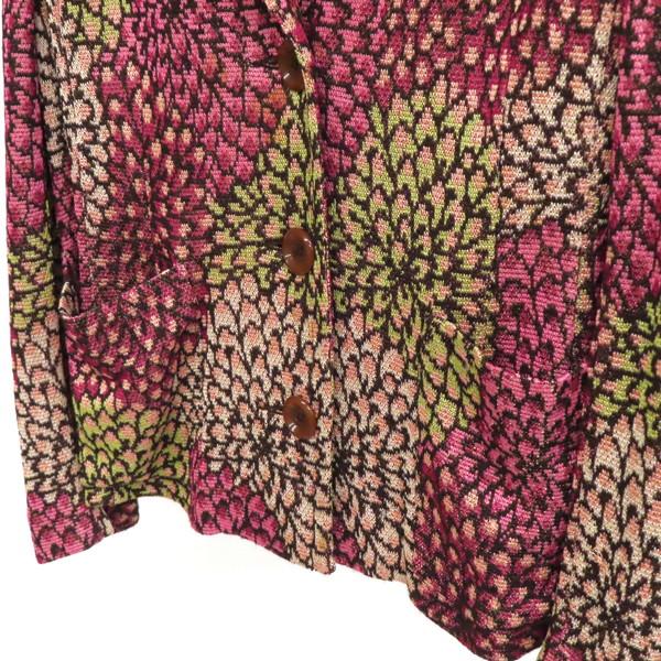 【美品】MISSONI ミッソーニ ニットジャケット 花柄 総柄 テーパード 3つ釦 ウール混 レーヨン size48 ピンク イタリア製 レディース【WI25034】 美品】MISSONI ミッソーニ ニットジャケット 花柄 総柄 テーパード 3つ