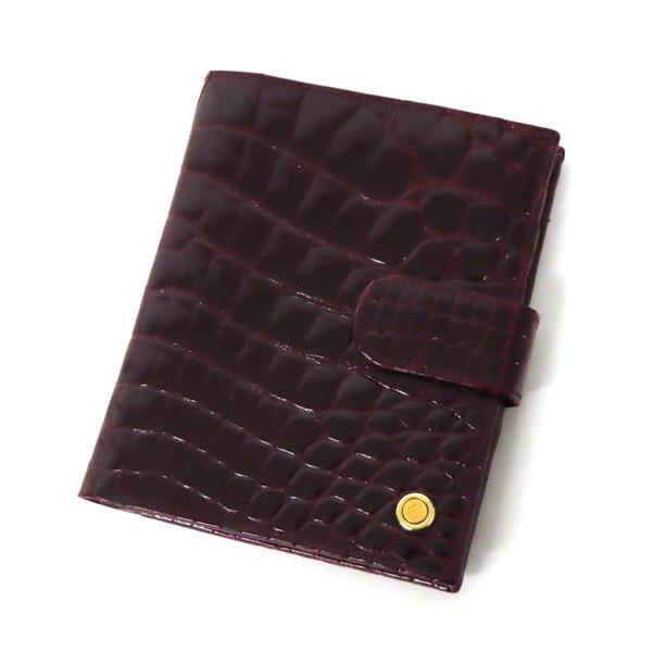 【美品】COMTESSE コンテス クロコダイル ワニ革 レザー 二つ折り財布 コンパクト ウォレット ボルドー ドイツ製 レディース