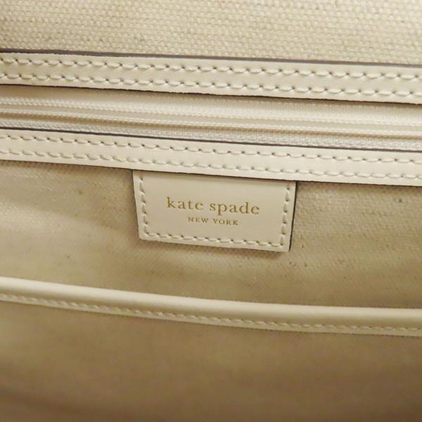 【美品】kate spade ケイトスペード マンハッタン ウーブン ストライプ ボーダー ファブリック ラージ 2WAY トートバッグ ショルダーバッグ スクエア イエロー×グリーン系マルチカラー レディース_7