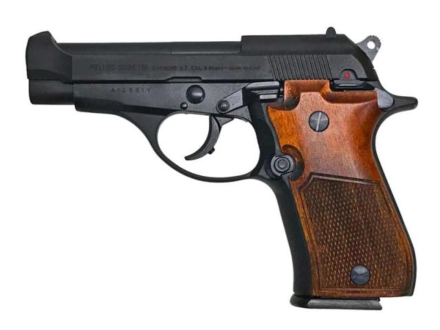 マルシン MARUSHIN モデルガン M84 ブラックヘビーウエイト ハーフチェッカー 木製グリップ仕様 X-PFC 発火 完成品 (4920136015708)