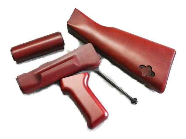 イフプロダクト If-Product ストック AKM 木製ストック ブナ材 東京マルイ ガスガン対応 4点セット グリップ フォアグリップ (akmstock)  赤（st-36）/黄（st-38） AKM ブナ材