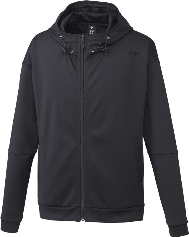 DUNLOP （ダンロップ） テニス スウェット・トレーナ HOODED SWEAT SHIRT 【ブラック】 DAN-3400 900 スウエットパーカー スウェットシャツ メンズ・レディース 男性用・女性用 ブラック 黒 24SS {SK}