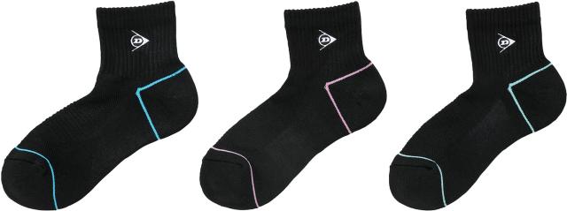 【お得なセット販売あり】 DUNLOP （ダンロップ） テニス ソックス ソックス3Pセットハーフ TPO-6444W 【ブラック】 TPO6444W 900 ソックス ソックス レディース 女性用 ブラック 黒 24SS {NP}S