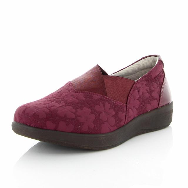 Moonstar（ムーンスター） コンフォートシューズ ウェルル01 【ワインコンビ】 12421372 レディース 女性用 介護靴 ウォーキング 婦人用 スリッポン 抗菌 防臭 軽量 ヒール高3cm 赤 21FW {SK} 4,853円