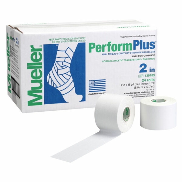【24個セット販売】 Mueller（ミューラー） トレーニング・フィットネス サポーター・テープ・包帯 パフォームプラス テープ 50mm チームパック 非伸縮 コットン テーピング 〈はさみ不要・手で切れる〉 【ホワイト】 メンズ・レディース 男性用・女性用 130183 白 {SK}